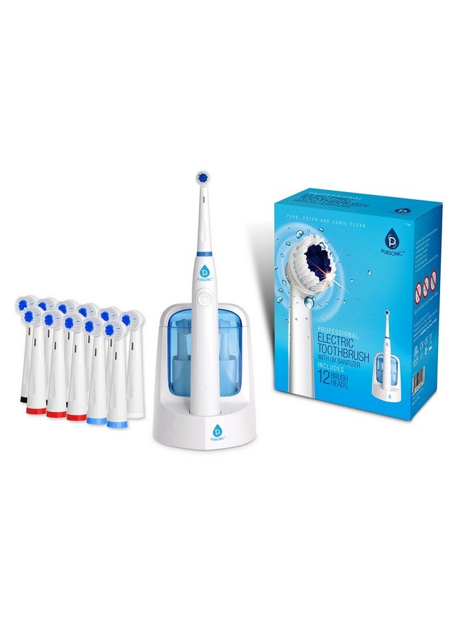 Ret200 Power Rechargeable Electric Toothbrush With Uv Sanitizing Function 12 Brush Heads Included