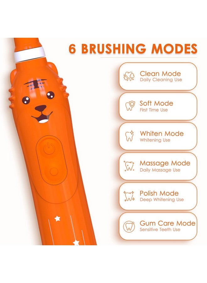 Kids Sonic Electric Toothbrush Rechargeable Smart Toothbrush For Children Toothbrush For Toddlers Boys Girls Age 312 With 30S Reminder 2 Mins Timer 6 Modes 6 Brush Heads Wallmounted Holder