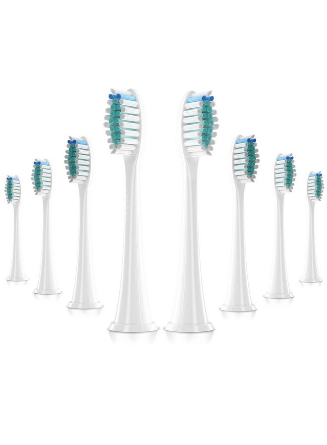 Toothbrush Replacement Heads Fit For Philips Sonicare Electric Toothbrushes 8Pcs White Compatible With Sonicare Click On Brush Handles 4100 5100 Replace C2 C3 G2 G3 W3