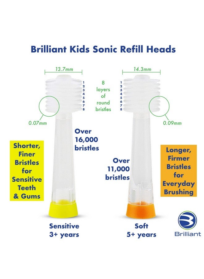 Kids Sonic Toothbrush Character Refill Toothbrush Heads Microfiber Micro Bristles Gives Allaround Clean 2 Count Orange