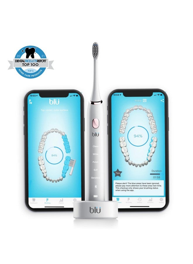 Smart Electric Toothbrush Power Sonic Toothbrush With Interactive Live Tracking App For Adults (White)