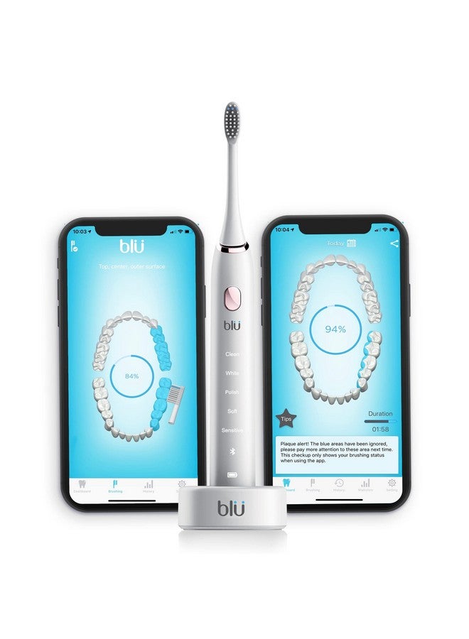 Smart Electric Toothbrush Power Sonic Toothbrush With Interactive Live Tracking App For Adults (White)