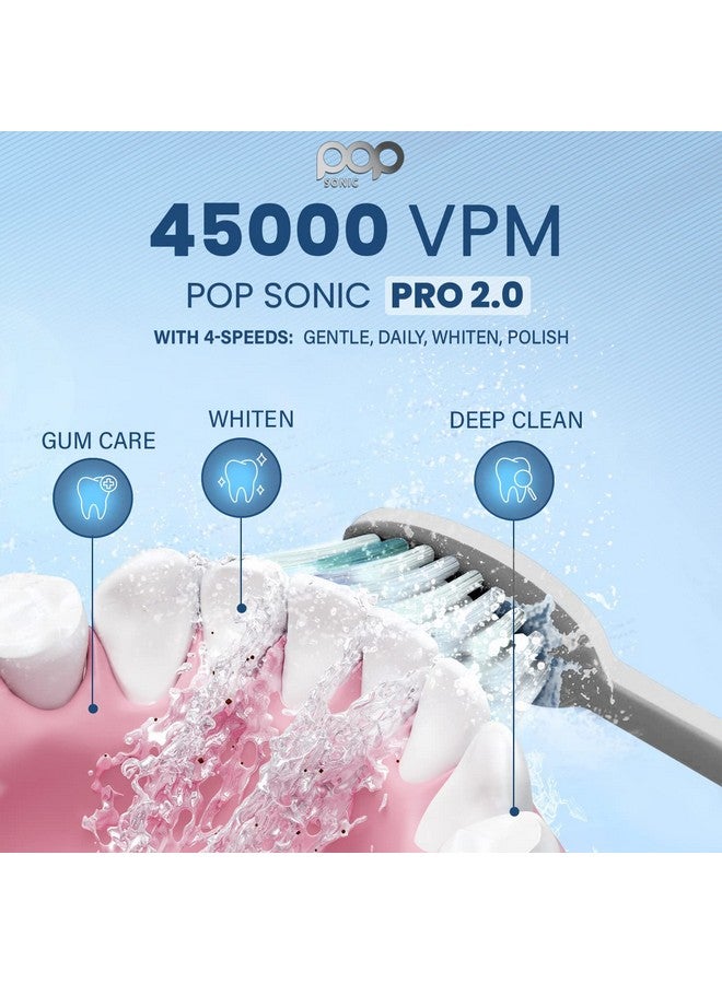 Pro 2.0 Electric Toothbrush (White) Ultrasonic Toothbrush 45000 Vpm Electric Toothbrush For Adults & Kids 4 Mode Electric Tooth Brush Longlasting Dupont Nylon Bristles