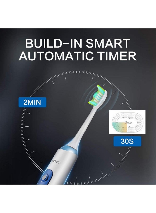 V2 Electric Toothbrush 15 Brushing Levels 6 Replacement Heads Sonic Toothbrush Power Rechargeable Kids Toothbrush Kits With Holder Automatic Timer Lcd Display For Adult Travel Blue