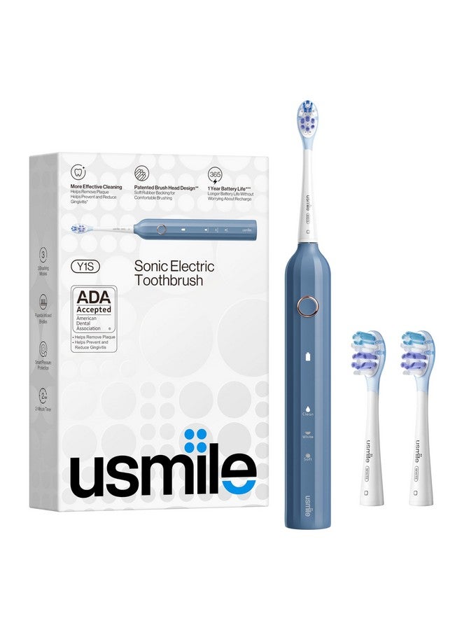 [Ada Accepted] Electric Toothbrush Typec Rechargeable Sonic Toothbrush For Adults With 2 Brush Heads 1 Charge Lasts For 365 Days Whitening Powered Toothbrush With Smart Timer Y1S Blue