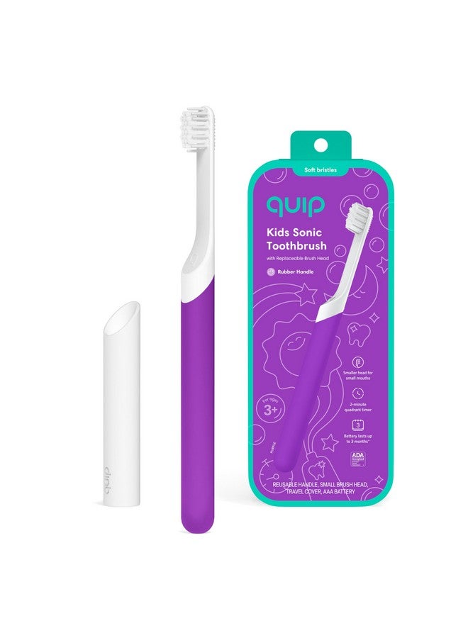 Kids Electric Toothbrush Sonic Toothbrush With Small Brush Head Travel Cover & Mirror Mount Soft Bristles Timer And Rubber Handle Purple