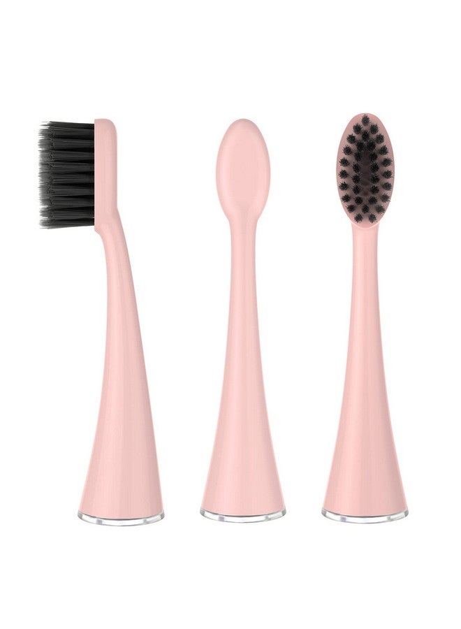 Replacement Toothbrush Heads For Burst Electric Toothbrush Adults With Dust Cover Caps Soft Charcoal Bristles For Deep Cleaning Plaque Removal And Whiting Teeth 5 Counts Rose Gold