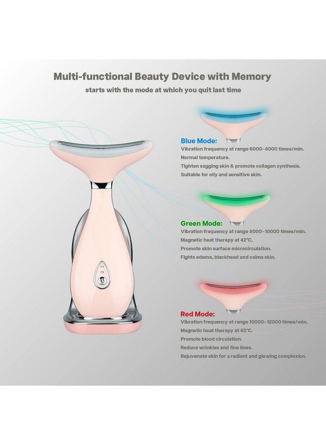 Lily Neck Face Massager Face Sculpting Tool Skin Rejuvenation Device With Thermal Triple Action Led And Vibration For Antiaging Lifting And Tightening Sagging Skin (Pink)