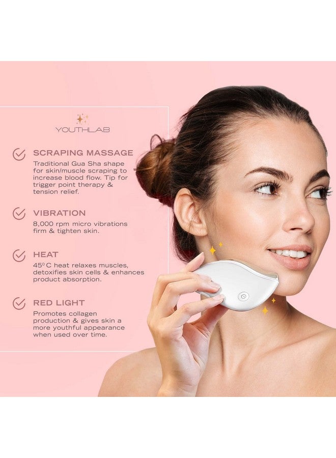 Prosculpt Gua Sha The Ultimate Skin Scrapingmassage Tool Heat & Electric Vibration Antiaging Eyeface Puffiness Wrinkles Firmtighten Tension Relief Acupressure (White)
