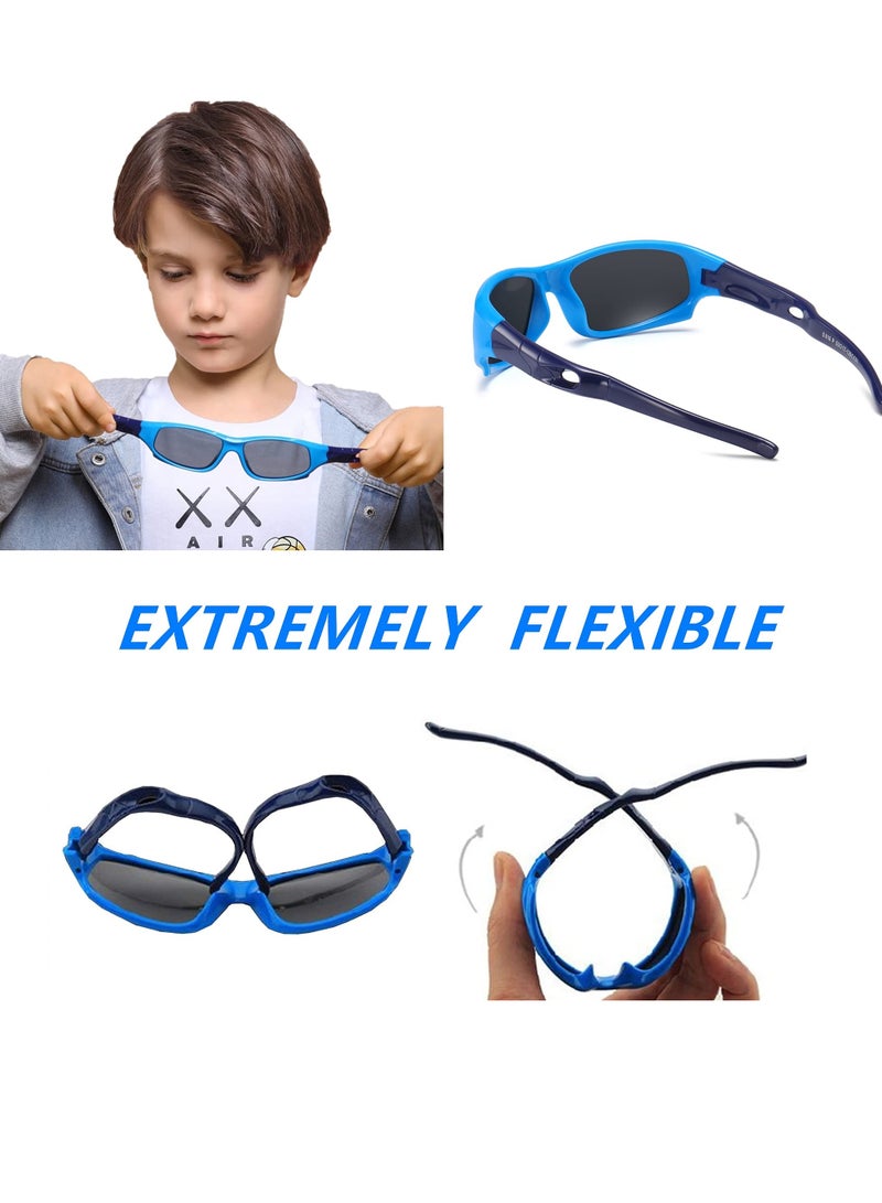 Flexible Kids Polarized Sunglasses, 3 Pack Unbreakable Sport Sunglasses for Boys and Girls, Ages 3-10