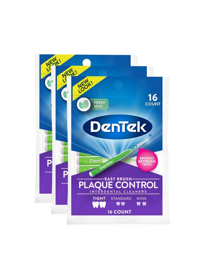 Easy Brush Plaque Control Interdental Cleaners Tight 16 Count 3 Pack