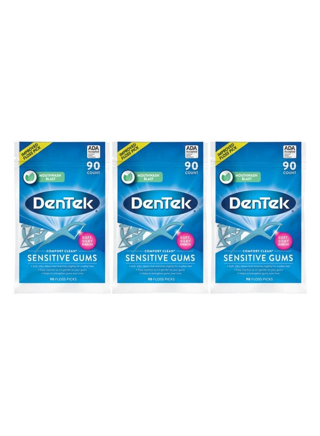 Comfort Clean Sensitive Gums Floss Picks Soft & Silky Ribbon 19 Count Each Pack Of 3