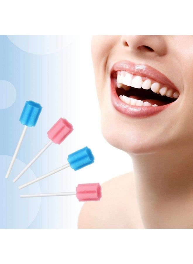 300 Pieces Oral Swabs Disposable Mouth Swabs Sponge Dental Swabsticks Unflavored For Mouth Cleaning Oral Care Health Pink And Blue (Not Individual Packing)