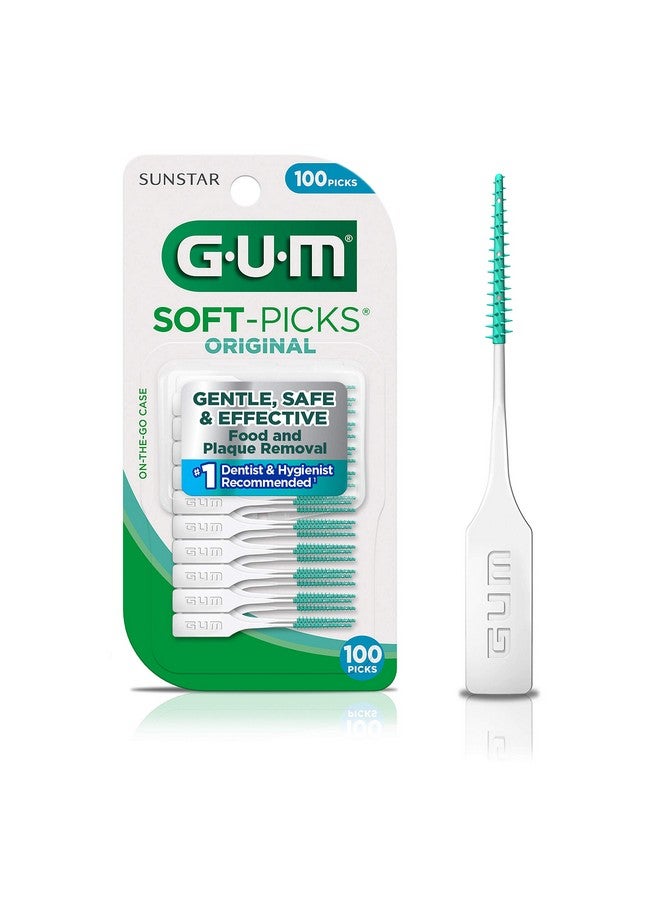 Gum Softpicks Original Easy To Use Dental Picks For Teeth Cleaning And Gum Health Disposable Interdental Brushes With Convenient Carry Case Dentist Recommended Dental Floss Picks 100Ct (6Pk)