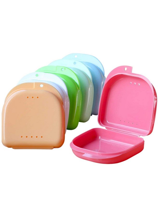 6 Pieces Retainer Case Mouth Guard Case Orthodontic Denture Storage Container Carabiner Hook Air Vent Holes Dental Teeth Retainer Box