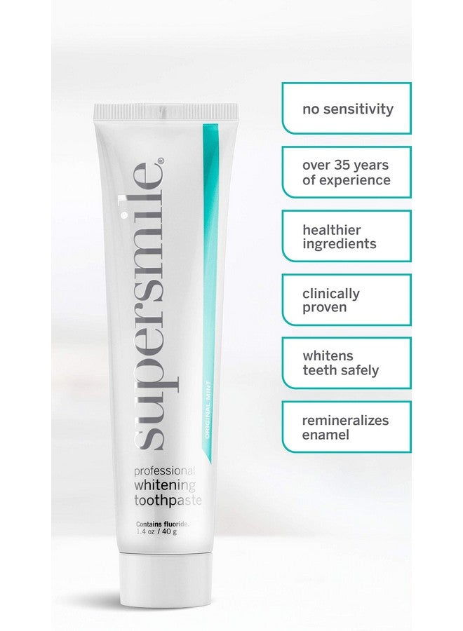 Professional Whitening Toothpaste W Fluoride Removes Stains & Whitens Teeth 6 Shades Enamel Strengthening No Sensitivity Travel Size (Original Mint 1.4 Oz)