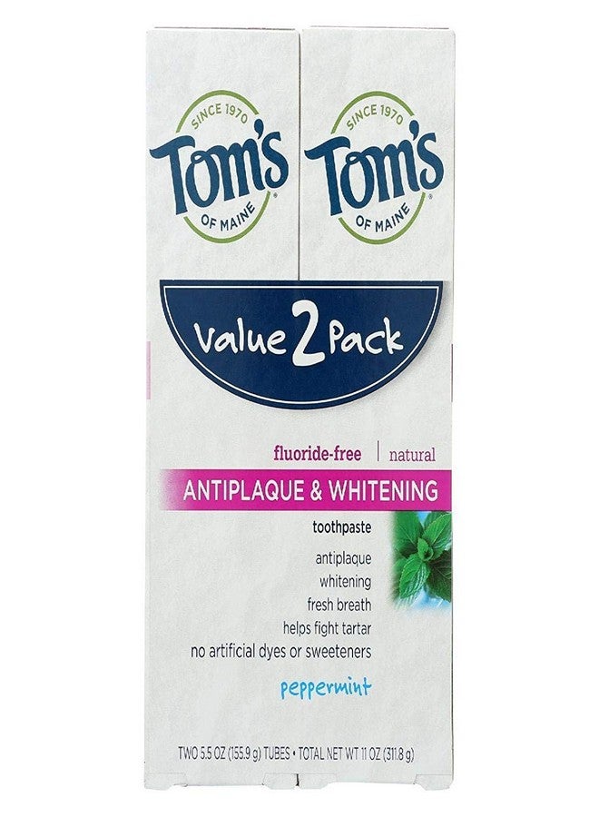 Fluoridefree Antiplaque & Whitening Natural Toothpaste Peppermint 5.5 Oz. 2Pack