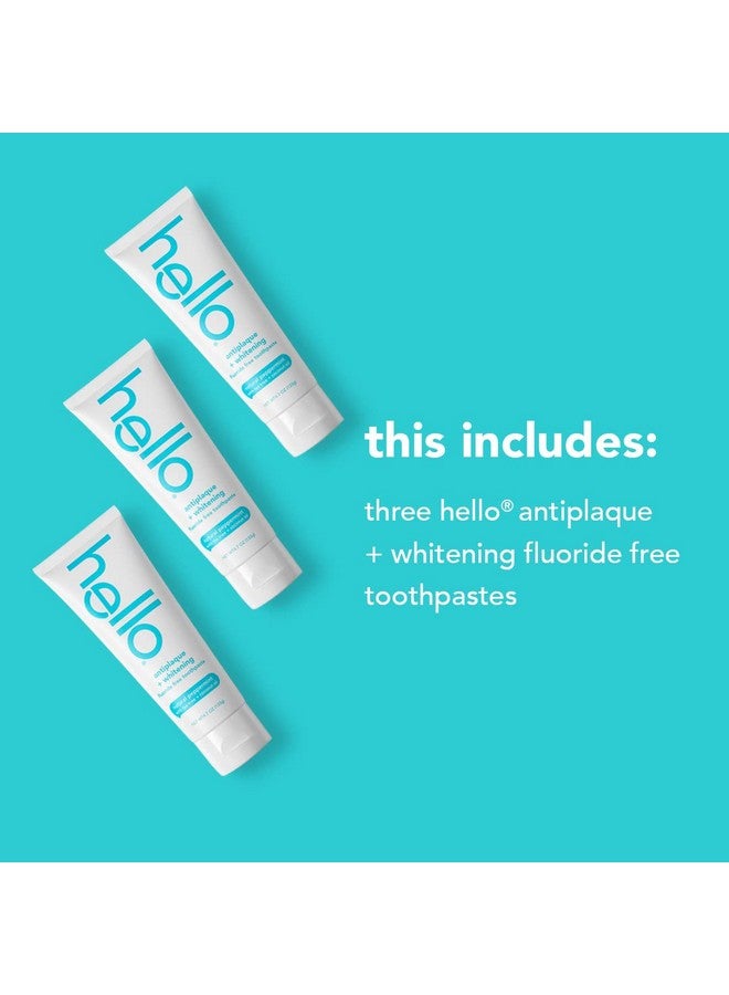 Antiplaque Toothpaste Fluoride Free For Teeth Whitening With Natural Peppermint Flavor And Tea Tree Oil Peroxide Free Gluten Free Sls Free 3 Pack 4.7 Oz Tubes