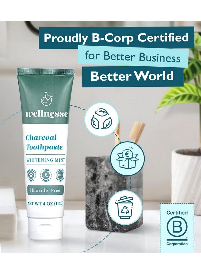 Activated Charcoal Whitening Toothpaste Natural Teeth Whitening & Breath Freshness + Fluoridefree Vegan No Glycerin Whitens Strengthens & Purifies