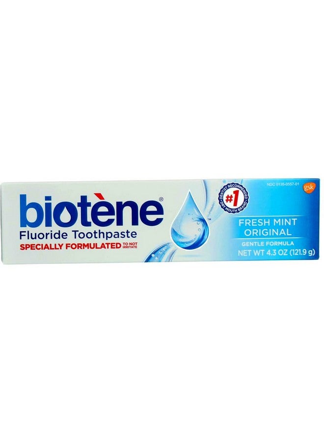 Biotene Fluoride Toothpaste For Dry Mouth Symptoms Bad Breath Treatment And Cavity Prevention Fresh Mint 4.3 Oz (Pack Of 6)
