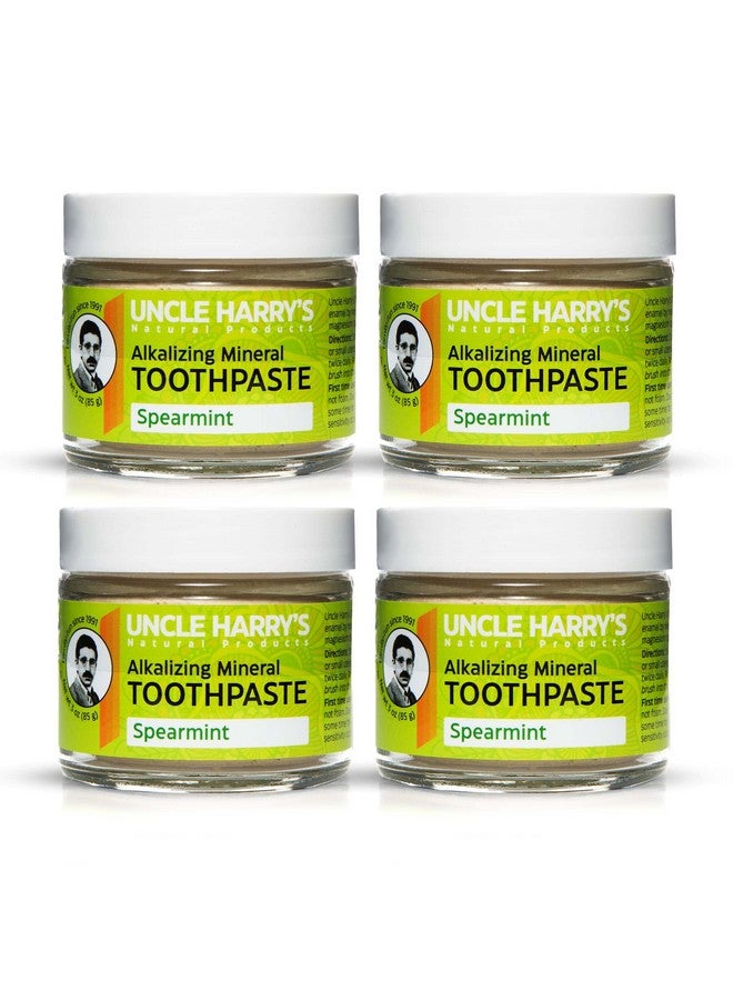 Uncle Harry’S Natural Products Fluoride Free Alkalizing Toothpaste Spearmint Made With Bentonite Clay Colloidal Silver Pure Plant Essences Antiseptic Pack Of 4
