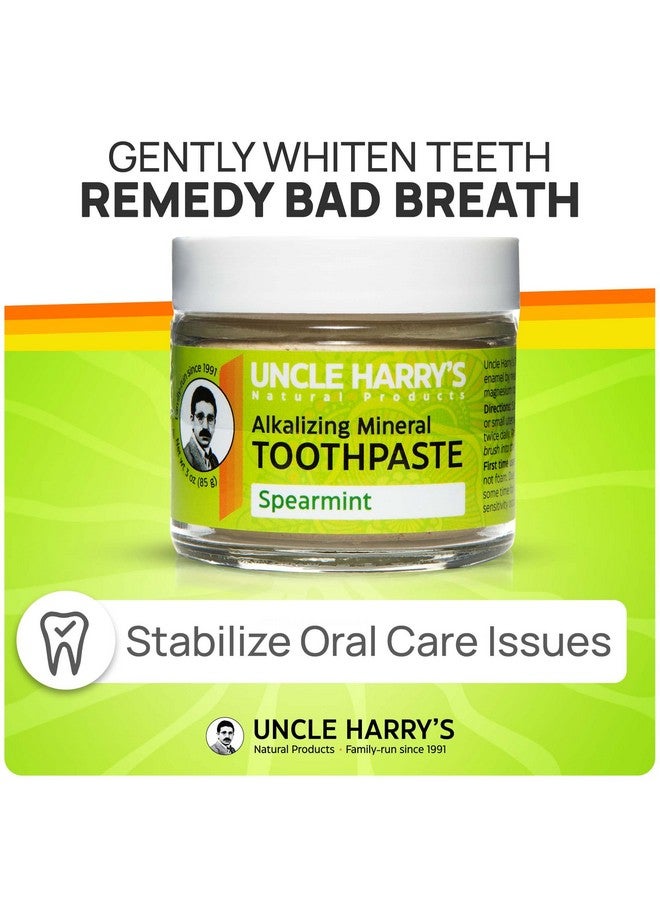 Uncle Harry’S Natural Products Fluoride Free Alkalizing Toothpaste Spearmint Made With Bentonite Clay Colloidal Silver Pure Plant Essences Antiseptic Pack Of 4