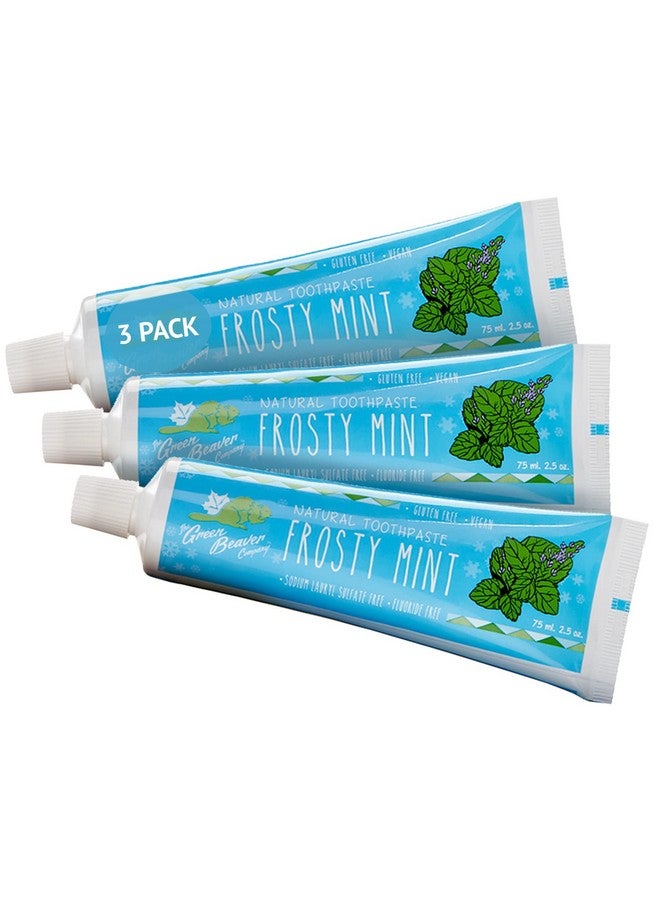 Green Beaver All Natural Organic Toothpaste Vegan Fluoride Free & Gluten Free Toothpaste Frosty Mint Flavor 75Ml 3 Pack