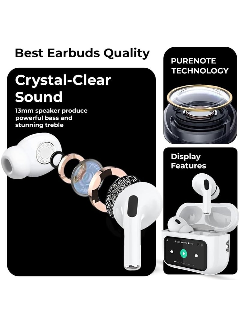 GTA4 PRO Truly Wireless Earbuds with Display Active Noise Cancelling Thumping Bass Multi Mode 5H Playtime Wireless Magsafe Charging Customized Sound Gaming Mode