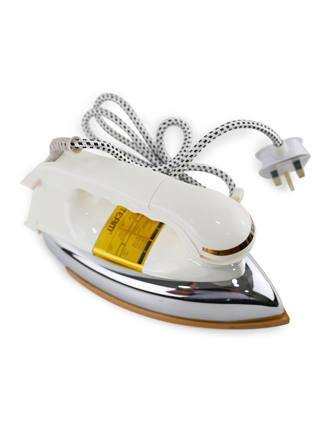 Dry Iron Heavy Weight Iron 1200W With Teflon Coating Gold Soleplate 10-Year Warranty