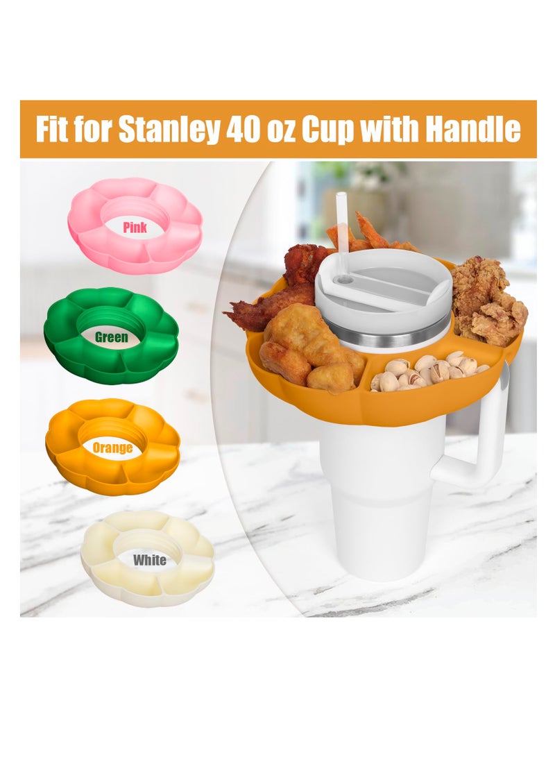 Snack Bowl for Stanley 40 oz Cup with Handle, Snack Tray on Top for Stanley Cup Accessories, Reusable Silicone Snack Ring for Tumbler, Gifts for Women, 40 oz, orange