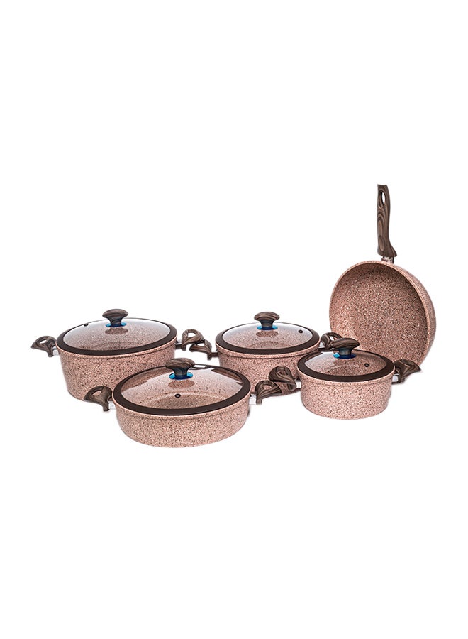 9 Piece Ultima Body Non-Stick Cookware Set Pink