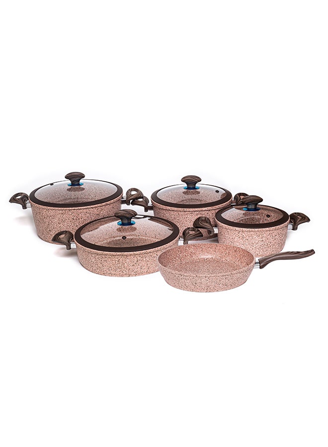 9 Piece Ultima Body Non-Stick Cookware Set Pink