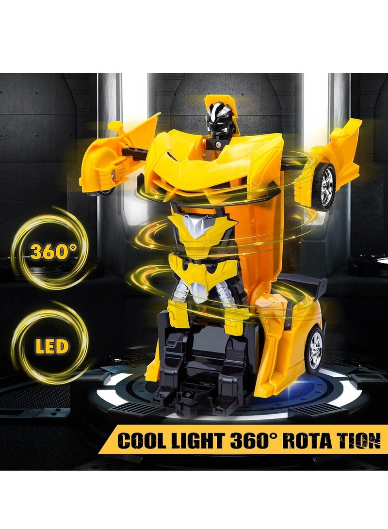 Remote Control Transformer Car Robot Toy for Boys 1:18 -Drift RC Car Robot with Lights, Sounds, Soft Grip Tires, 360 Degree Turning - Birthday & Hobby Gift for Toddlers