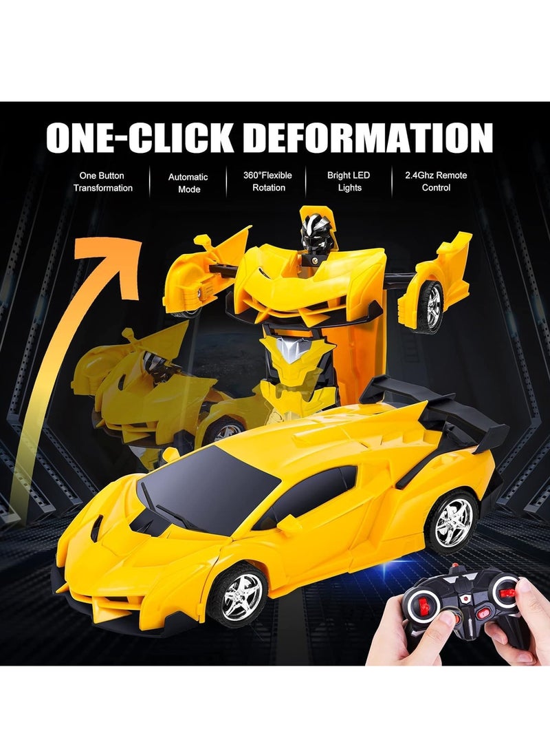 Remote Control Transformer Car Robot Toy for Boys 1:18 -Drift RC Car Robot with Lights, Sounds, Soft Grip Tires, 360 Degree Turning - Birthday & Hobby Gift for Toddlers