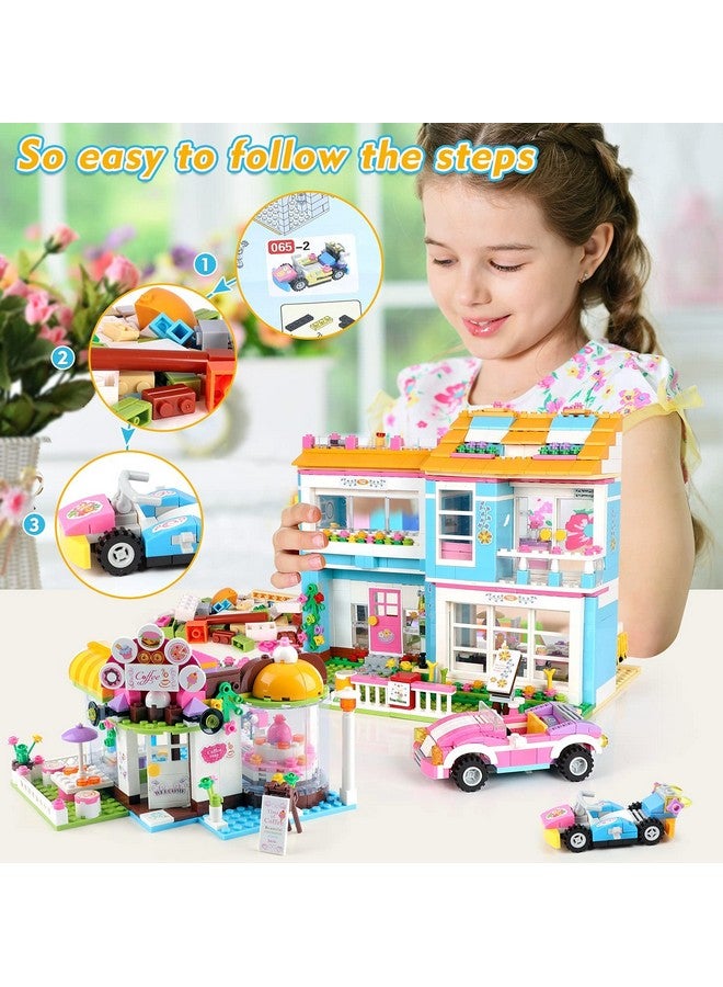 1422 Pcs Friends House Building Set City Park Cafe And House Building Party Creative Girls Stem Building Toys Shop Fun Playset Best Role Play Gift For Girls 612