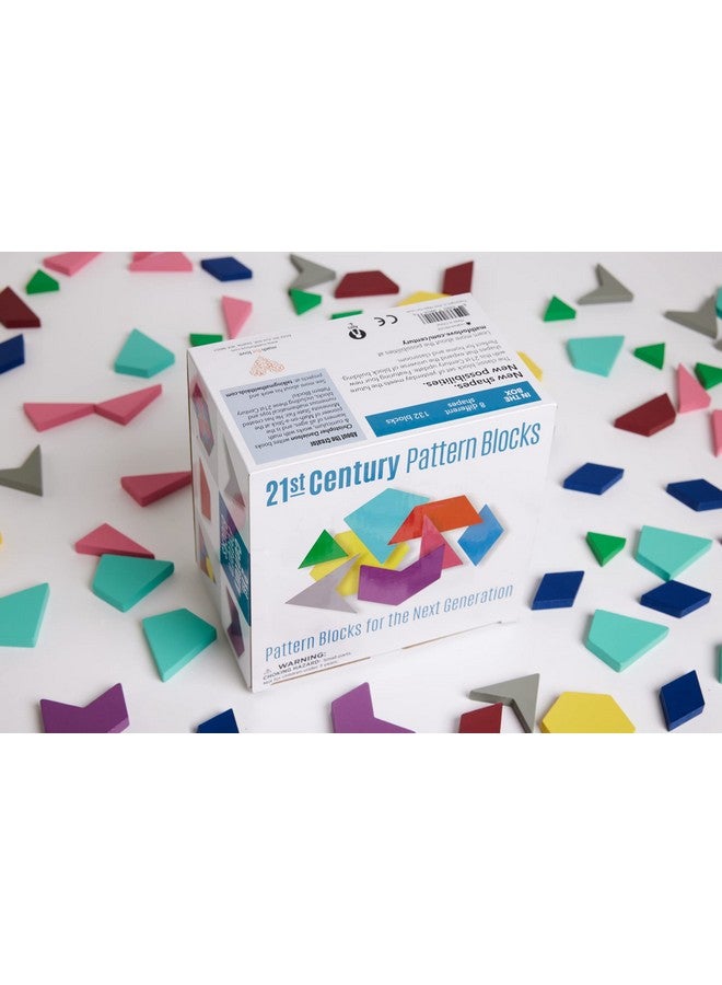 21St Century Pattern Blocks Set Of 132 Colorful Wooden Blocks In Eight Shapes For Creative Steam Play At Home Or School