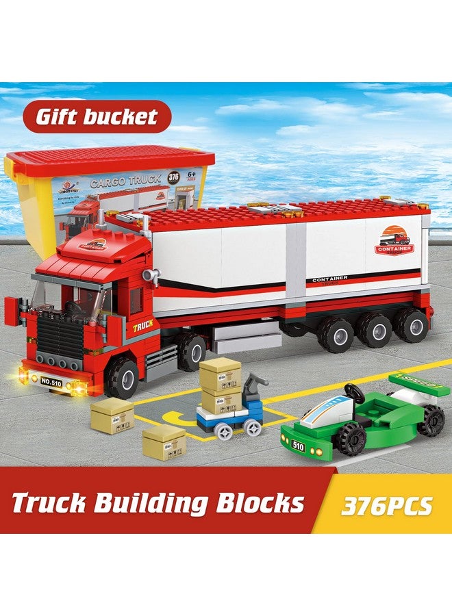 City Express Truck Toy 376Pcs With Small Cart Delivery Truckbuilding Block Storage Bucket And 4 Express Packagesexpress Trucks For Boys Age 612Educational Toys Gifts For Kids