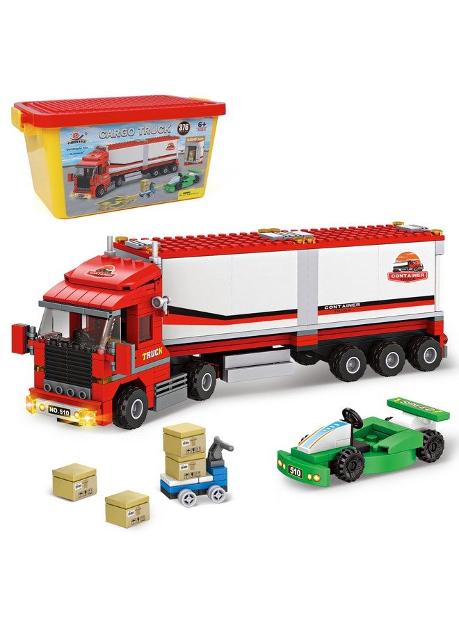 City Express Truck Toy 376Pcs With Small Cart Delivery Truckbuilding Block Storage Bucket And 4 Express Packagesexpress Trucks For Boys Age 612Educational Toys Gifts For Kids