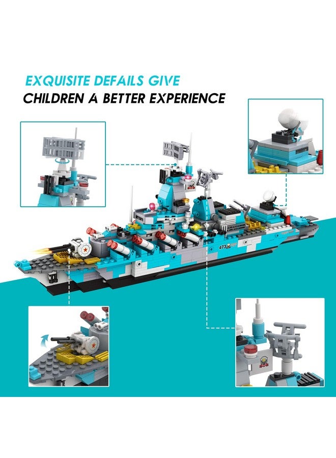 Ep Battleship Toy Building Set Toy1293 Pcs Construction6 In 1 Cruiser Ocean Ship Building Toy For 6 Years Up Boys With Armored Vehiclespatrol Boatsfighter Jetskids Ages 6 7 8 9 10 11 Gift