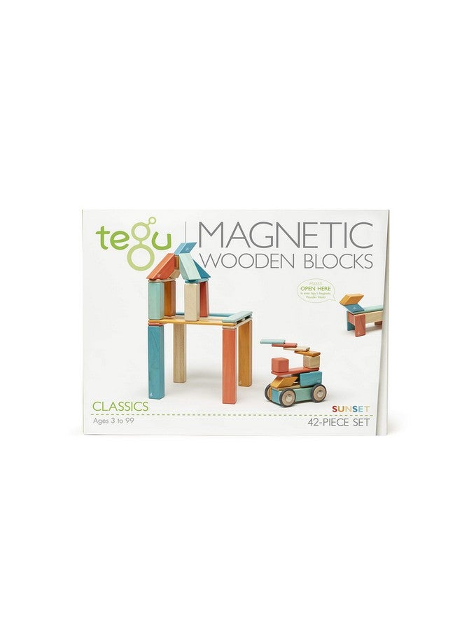 42 Piece Tegu Magnetic Wooden Block Set Sunset 199 Years Old