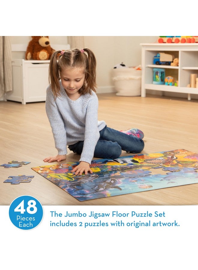 Jumbo Jigsaw Floor Puzzle Set Solar System And Underwater (2 X 3 Feet Each) Ocean Puzzles Planet Puzzles Educational Puzzles Large Floor Puzzles For Kids Ages 3+