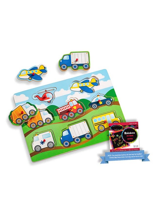 Vehicles Theme Peg Puzzle Bundle With 1 Theme Compatible M&D Scratch Fun Minipad (01874)