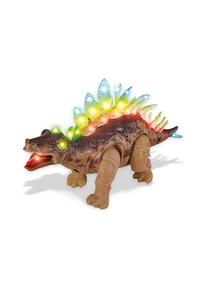 Walking Stegosaurus Flashing Lights Realistic Sounds Electronic Pet (Brown)