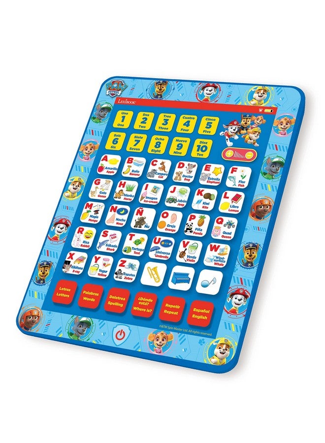 Paw Patrol Educational Bilingual Interactive Learning Tablet Toy To Learn Alphabet Letters Numbers Words Spelling And Music Englishspanish Languages Blue Jcpad002Pai2