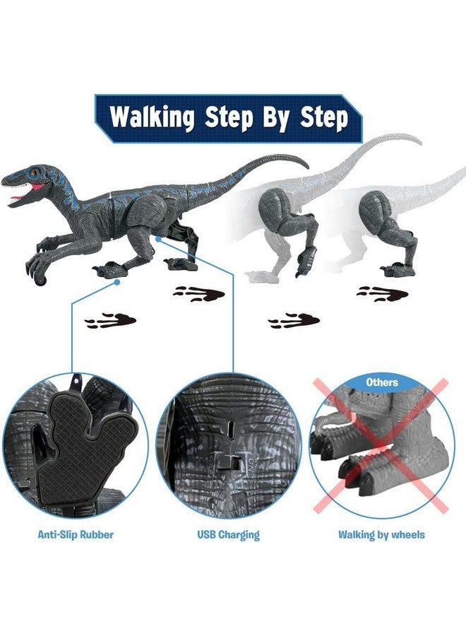 Remote Control Dinosaur Toys For Kids Rc Velociraptor Robot Toys 2.4Ghz Walking Large Electronic Pet Robo Dino With Lights And Roaring Sound For Boys Girls