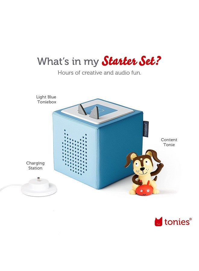 Toniebox Audio Player Starter Set With Playtime Puppy Listen Learn And Play With One Huggable Little Box Light Blue