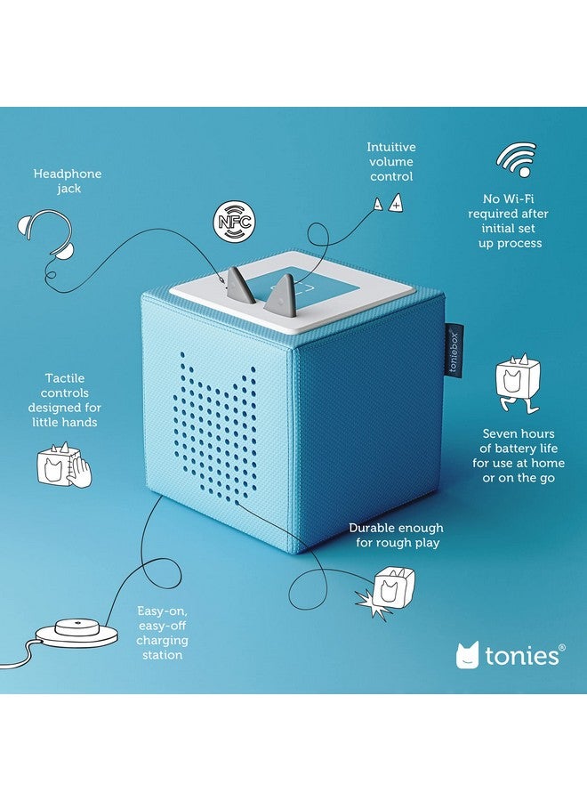 Toniebox Audio Player Starter Set With Playtime Puppy Listen Learn And Play With One Huggable Little Box Light Blue