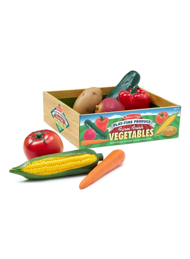 Playtime Produce Vegetables Play Food Set With Crate (7 Pcs)