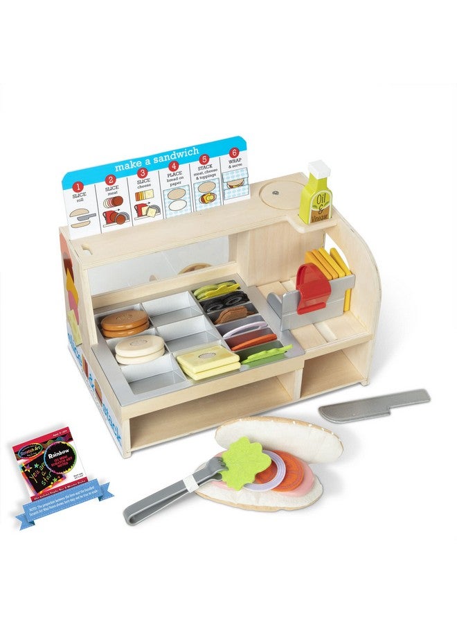 Slice & Stack S A N D W I C H Counter Wooden Play Food Set Bundle With 1 Theme Compatible M&D Scratch Fun Minipad (31650)