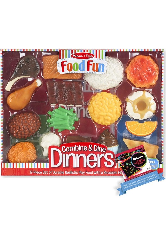 Melissa And Doug Combine And Dine Dinners Food Fun Toy Play Set Bundle With 1 Theme Compatible M And D Scratch Art Minipad (08267)